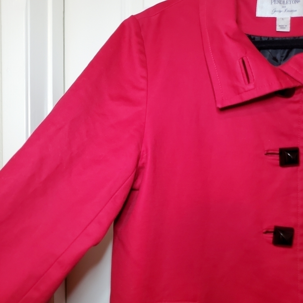 Pendleton By George Simonton Womens Red Jacket Size Large Mod Couture Rain Coat - Picture 3 of 16